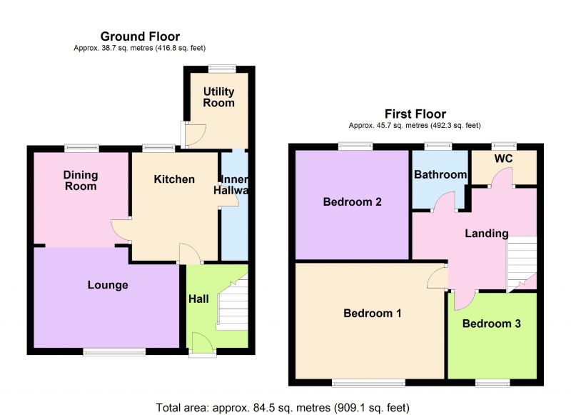 Floorplan for Romney Way, Brinnington, Stockport
