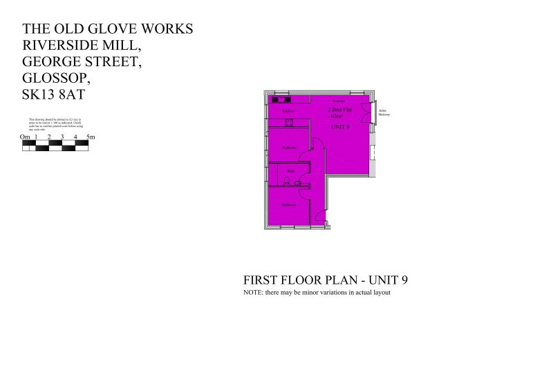 Floorplan for The Old Glove Works, Apartment 9 Riverside Mill, Glossop, Derbyshire