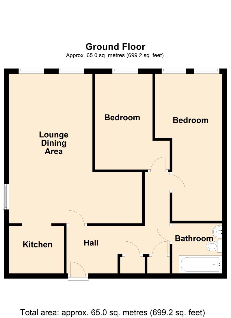 Floorplan for Flat 4 Sandringham House. 241 Stockport Road, Marple, Stockport