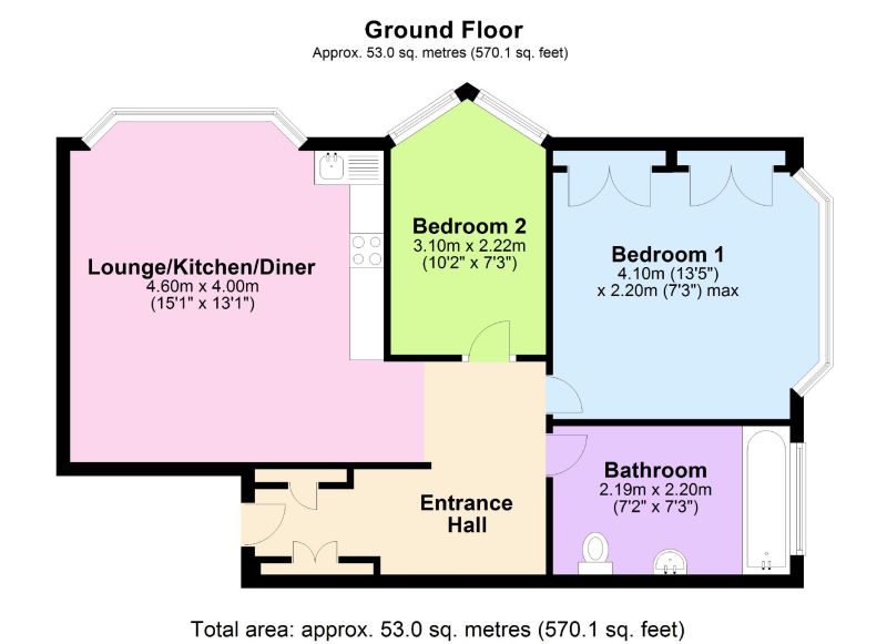 Floorplan for Apartment 2, 64-66 Parsonage Road, Withington, Manchester
