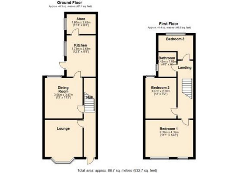 Floorplan for Haydn Avenue, Moss Side, Greater Manchester