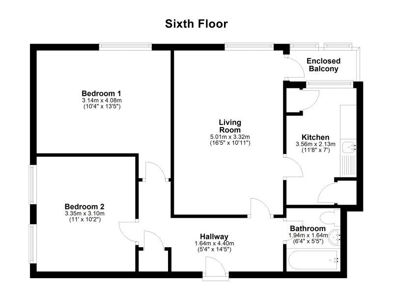 Floorplan for Mottram Towers, Mottram Street, Stockport